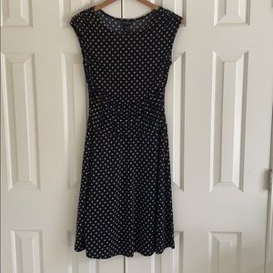 polka dots work dress navy/beige